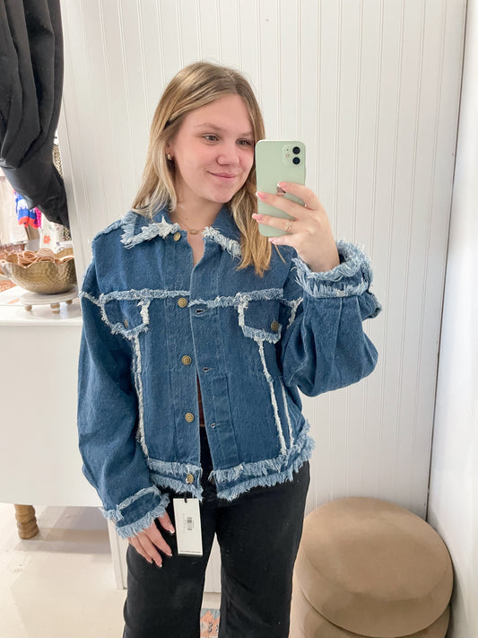 Tucker Oversized Frayed Denim Jacket