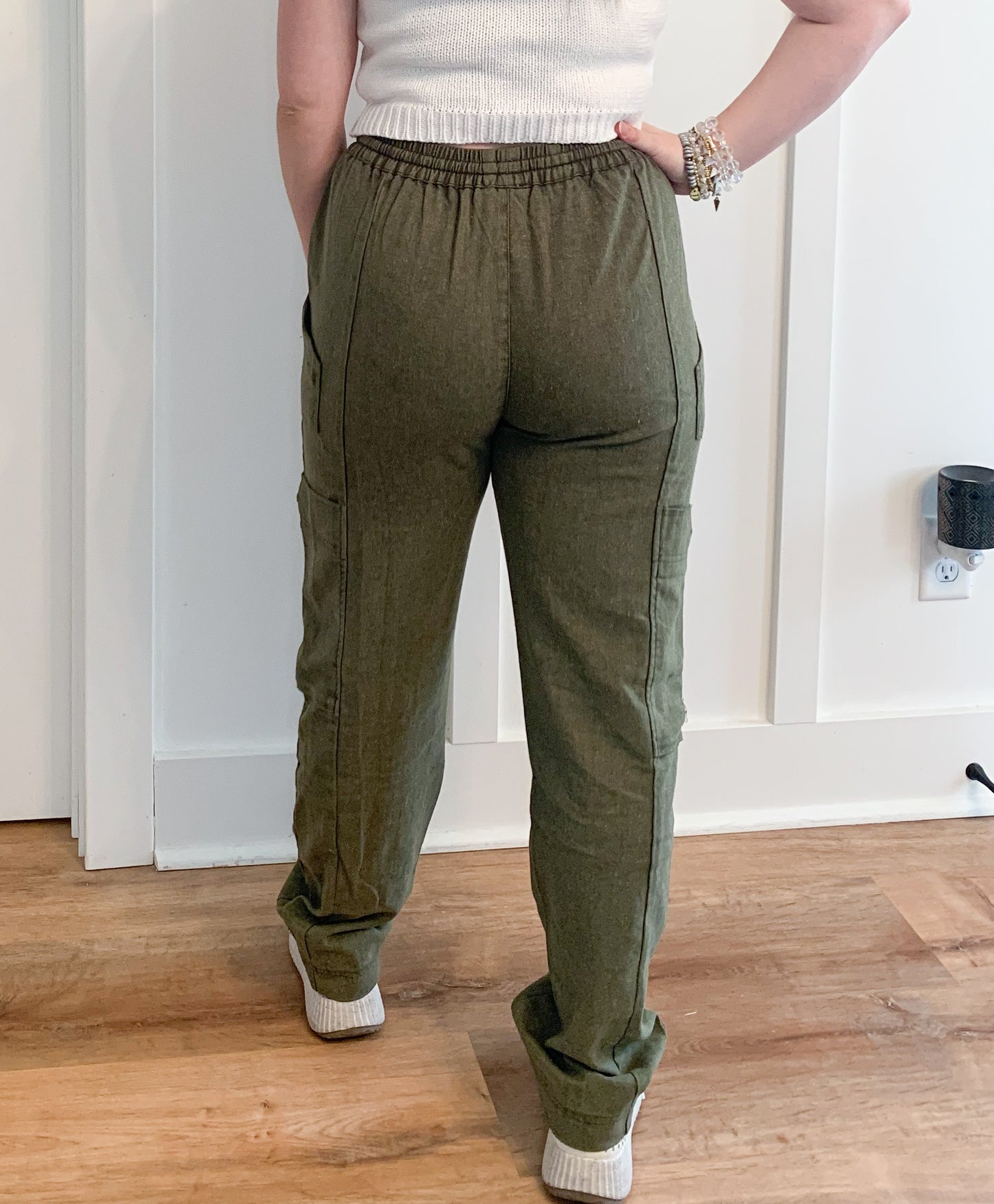 Bex Linen Straight Leg Pants, Olive