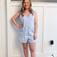 Willa Quilted Texture Solid Romper, Baby Blue