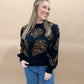 Rosie Vintage Crewneck Sweater, Black/Brown