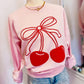 Coquette Cherry Crewneck, Pink