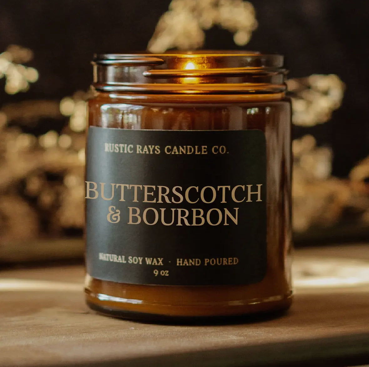 Butterscotch and Bourbon Soy Wax Candle, Rustic Ray's Candle Co.