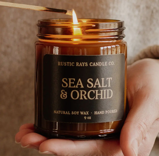 Sea Salt & Orchid Soy Wax Candle, Rustic Ray's Candle Co.