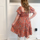 Jae Paisley Pattern Sweetheart Neckline Dress, Coral