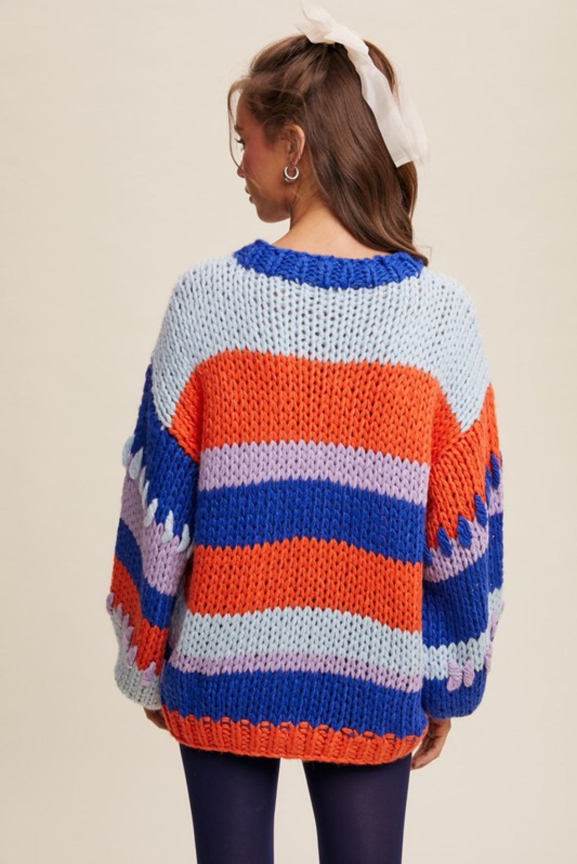 Fighting Illini Hand Knitted Sweater, Blue / Orange