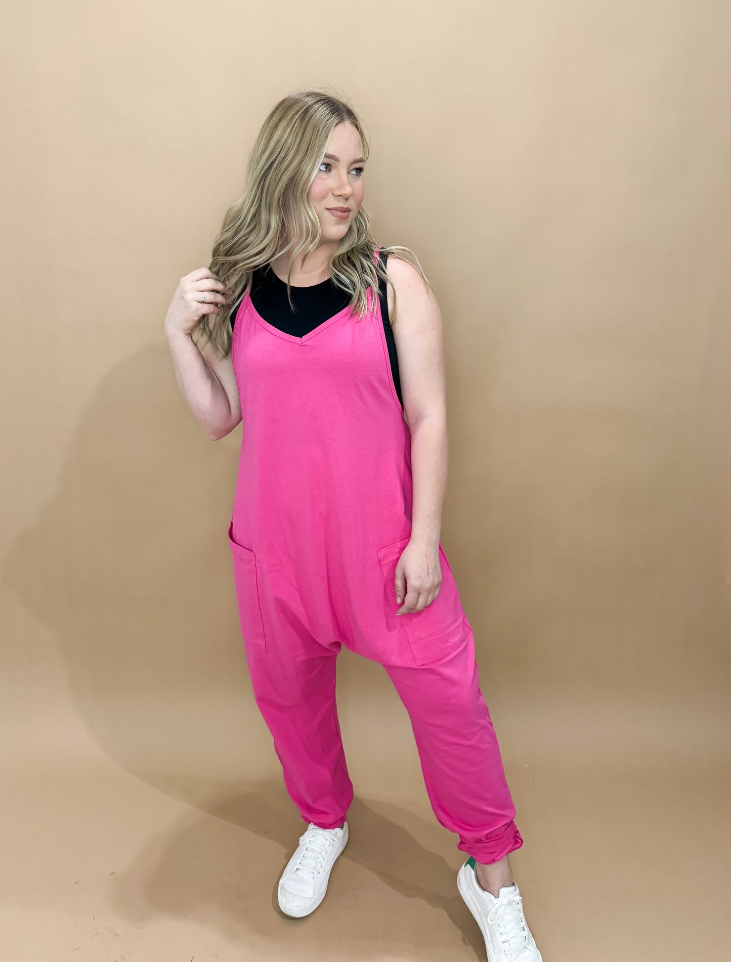 Millie Oversized Jumpsuit, Hot Pink