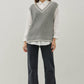 Lynn Varsity Style Sweater Vest with Accent Stripe, Grey