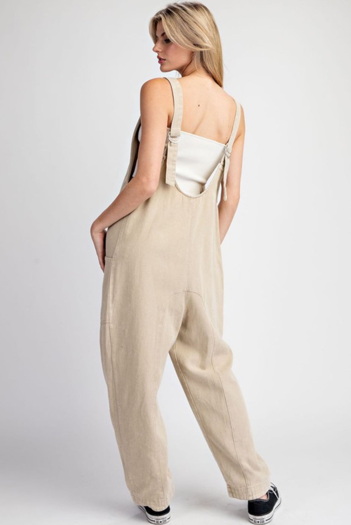 Emmie Mineral Solid Scoop Neck Jumpsuit, Taupe