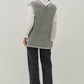 Lynn Varsity Style Sweater Vest with Accent Stripe, Grey