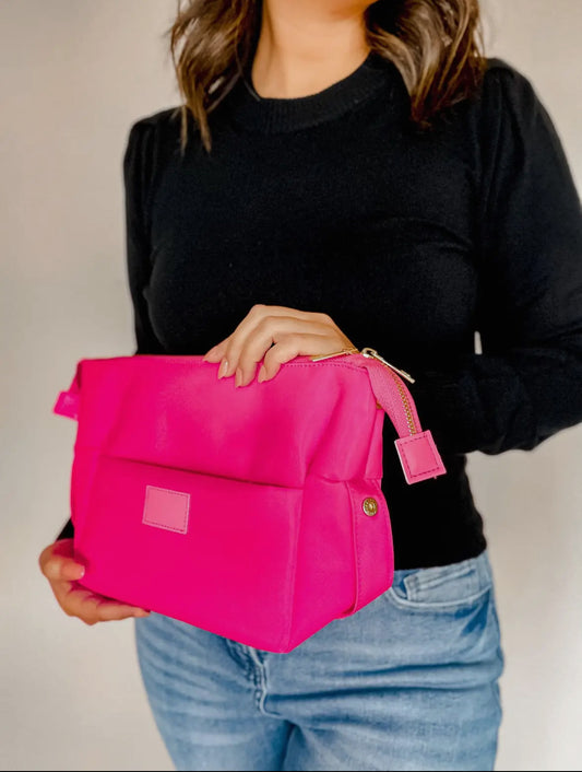 Nylon Cosmetic Bum Bag, Hot Pink