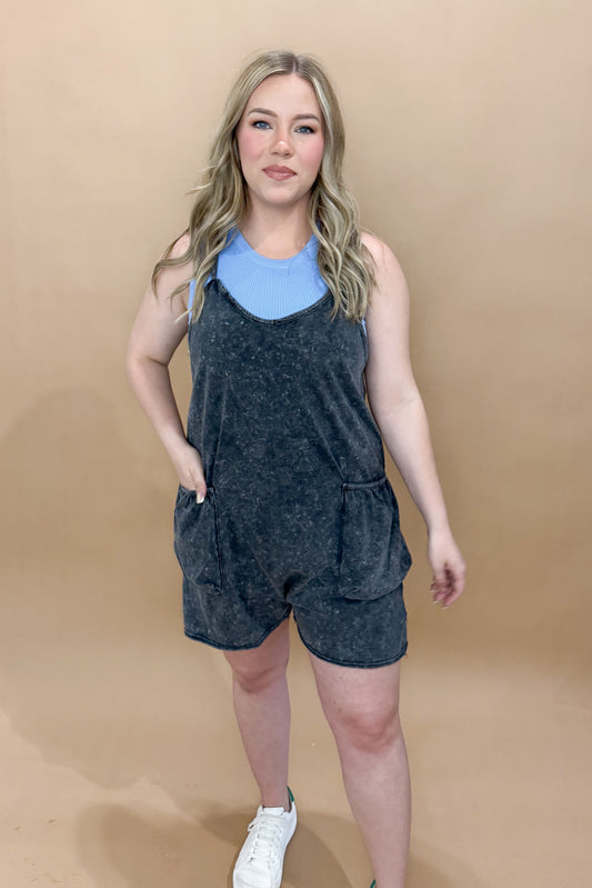 Brenna Ribbed Basic Tank Top, Chambray