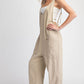 Emmie Mineral Solid Scoop Neck Jumpsuit, Taupe