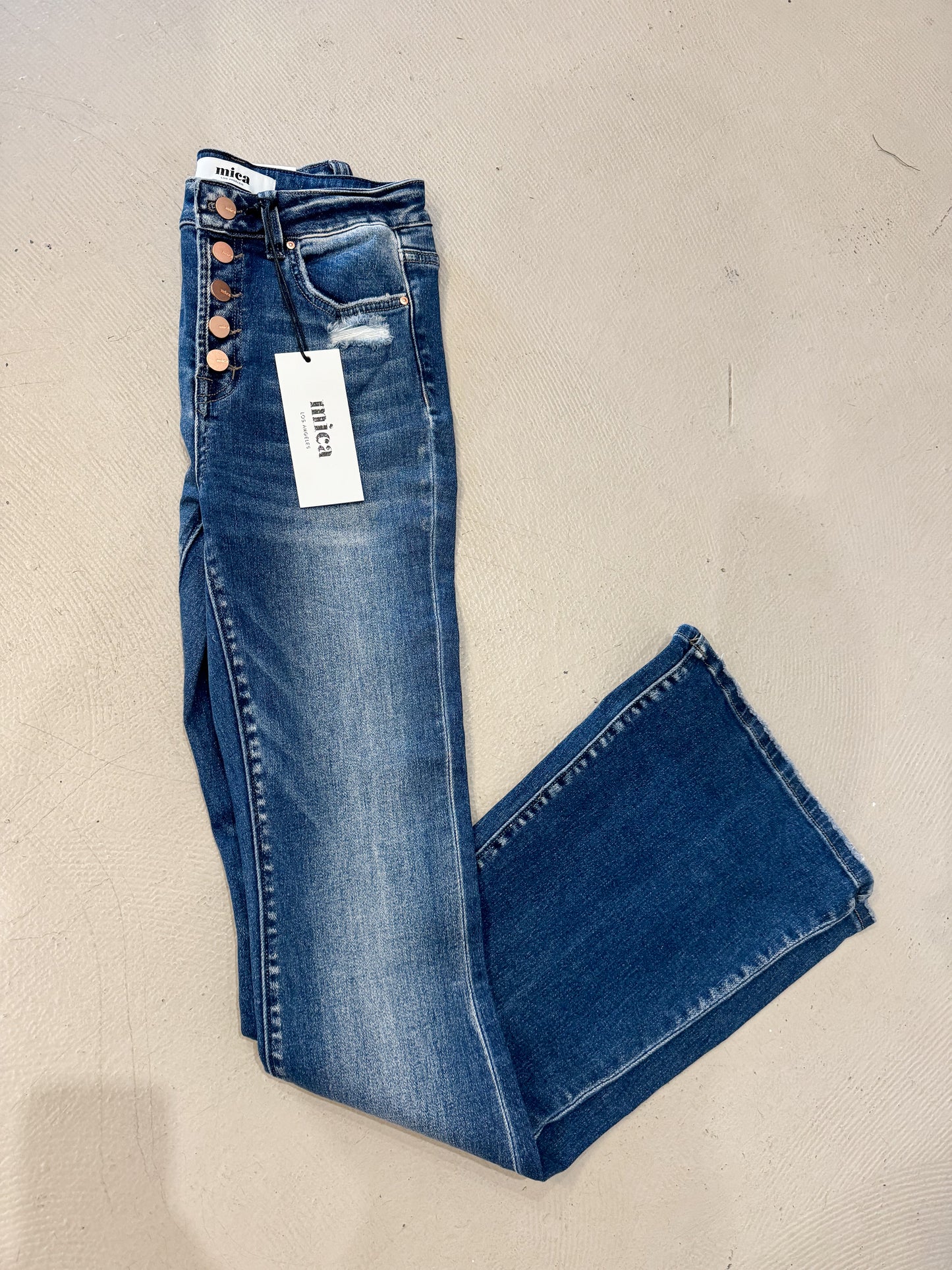 Janis Dark Wash Flares, Mica Denim