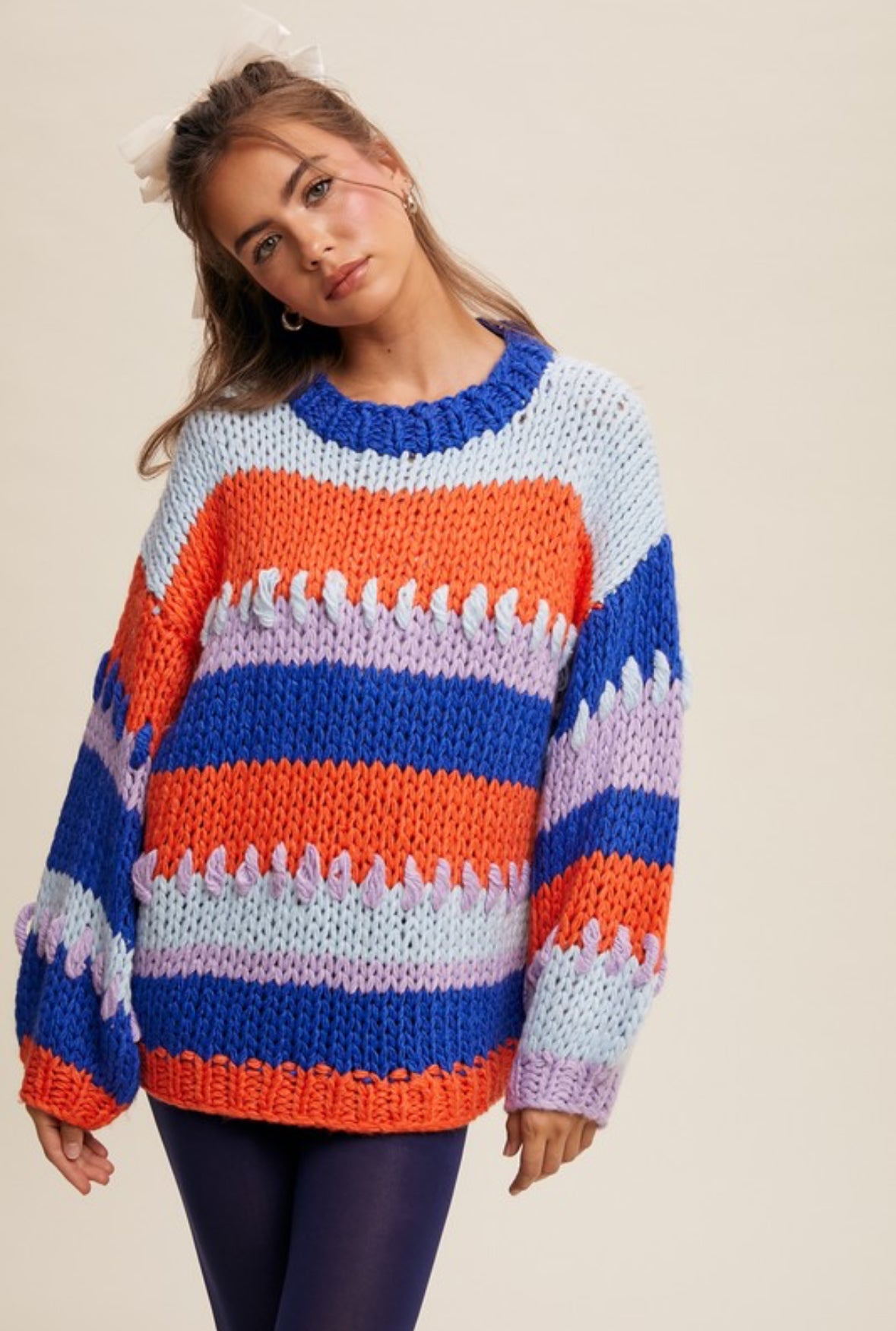 Fighting Illini Hand Knitted Sweater, Blue / Orange