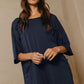 Randa Crew Neckline V-Back Oversized Romper, Navy