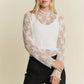 Krissi Floral Print Lace Long Sleeve Top, White