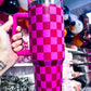 30 oz Pink Checkered Tumbler Cup