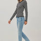 Jill Basic Striped Sweater, Black/White