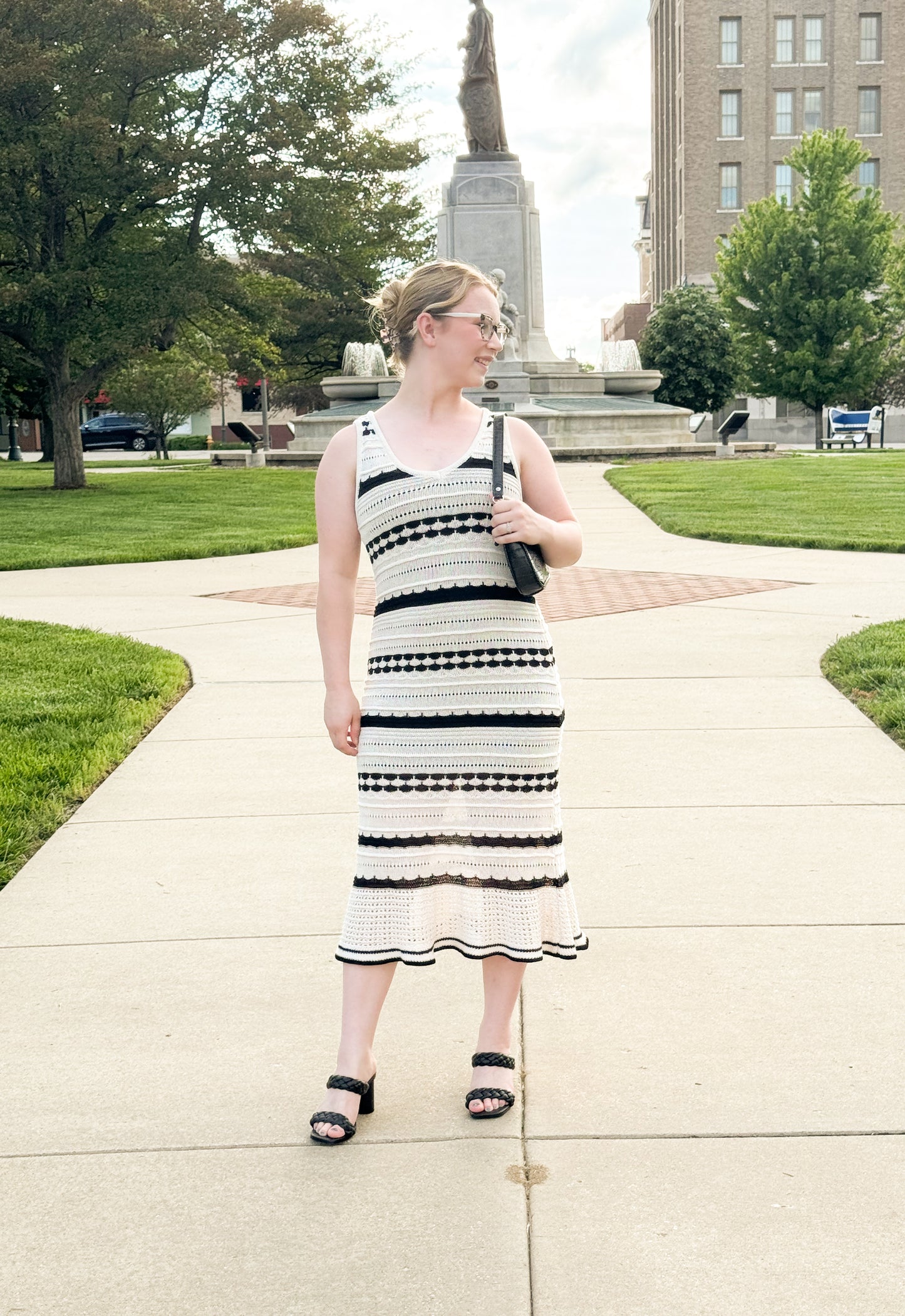 Summer in Europe Crochet Dress, Natural/Black