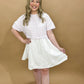 Lani Stripe Top Poplin Skirt Dress, Ivory/Lavender
