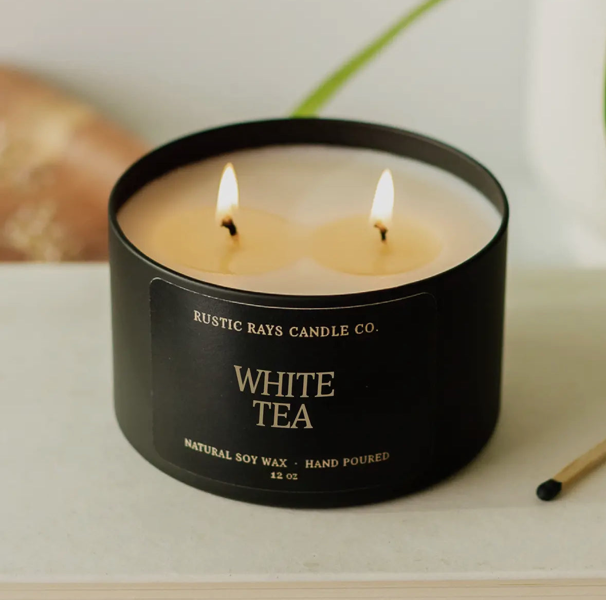 White Tea Soy Wax Candle, Rustic Ray's Candle Co.