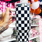 30 oz Black + White Checkered Tumbler Cup