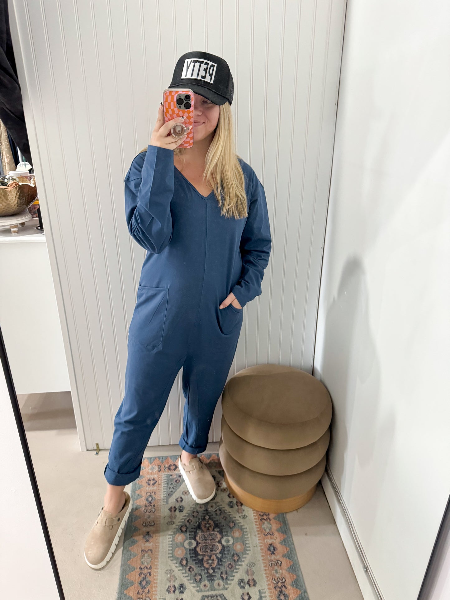 Meg Long Sleeve Oversized Jumpsuit, Denim