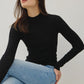 Juliana Mock Neck Ribbed Sweater, Black