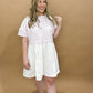 Lani Stripe Top Poplin Skirt Dress, Ivory/Lavender