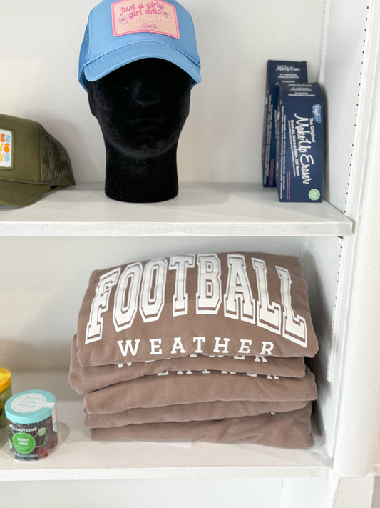 Football Weather Comfort Colors Crewneck, Espresso