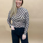 Rissa Checkered Mesh Long Sleeve Top, Black/Tan