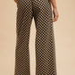 Quinn Checkered Wide Leg Pants, Black/Taupe