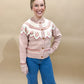 Beverly Vintage Flower Pattern Crewneck Cardigan, Dusty Pink