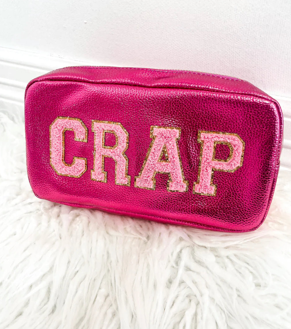 Hot Pink Metallic Crap Cosmetic Bag