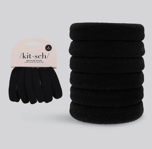 Kitsch Recycled Nylon Thick Hair Elastics, Black