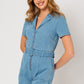 Fair Week Denim Zip Up Romper, Denim