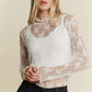 Krissi Floral Print Lace Long Sleeve Top, White