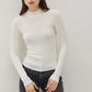 Juliana Mock Neck Ribbed Sweater, Ivory