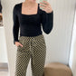 Quinn Checkered Wide Leg Pants, Black/Taupe