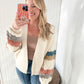 JJ Chunky Knit Striped Sleeve Cardigan, Ivory