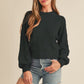 Addy Pointelle Knit Puff Sleeve Sweater, Black