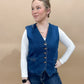 EmmieJo Stretchy Button Down Denim Vest, Dark Wash