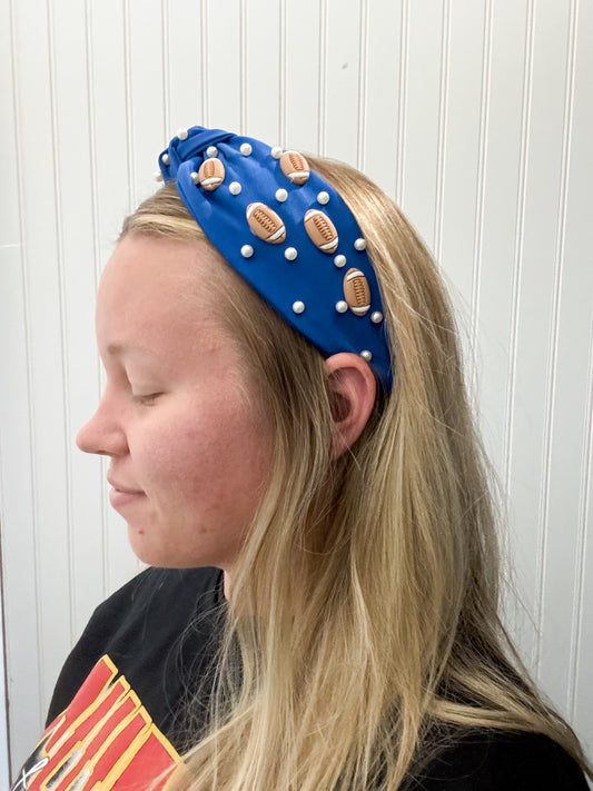 Footballs + Pearls Game Day Headband