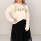 Cheers Tinsel Sweater, Cream