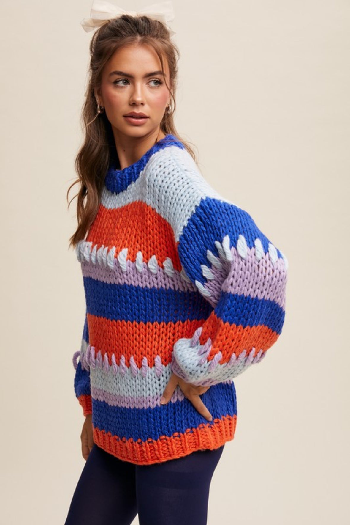 Fighting Illini Hand Knitted Sweater, Blue / Orange