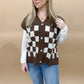 Linley Checkered Loose Fit Sweater Vest, Brown